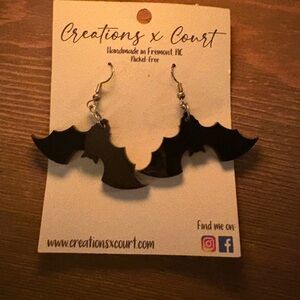 Bat earrings handmade acrylic Halloween